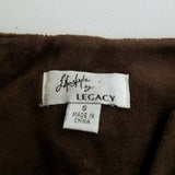 Lifestyle by Legacy Velour 3/4 Sleeve Tunic Top Blouse Mini Dress Womens S Brown