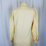 Vintage Casi Yellow Silk Full Button Up Shirt Dress Jumper Womens 6 Long Sleeve