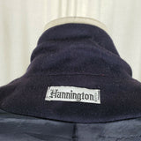 Hannington Boston Wool Blazer Jacket Womens 15 16 Navy Blue Gold Crest Buttons