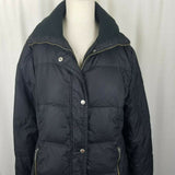 Michael Kors Black Goose Down Jacket Parka Coat Womens L Puffer Knit Collar