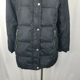 Michael Kors Black Goose Down Jacket Parka Coat Womens L Puffer Knit Collar