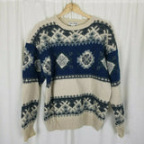 The Lodge Wool Nordic Snowflake Crewneck Pullover Knit Sweater Men's M Vintage