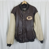 Vintage GIII Carl Banks Green Bay Packers Leather 2 Sided Bomber Jacket Mens XL
