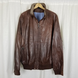 Vintage Tuttle Distinctive Sportswear Leather Cafe Bomber Jacket Mens 46 Italy