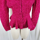 Farinae Collections Crinkle Fabric Peplum Blazer Jacket Womens 12 Vintage Formal