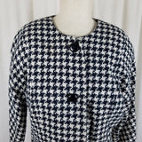 Mister Leonard Large Houndstooth Print Tweed Cropped Jacket Womens 12 Woven Wool