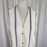 Vintage Cape Isle Knitters Vertical Striped Long Knit Sweater Vest Womens S 2199
