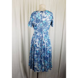 Vintage Wilshire of Boston Blue Floral Twirl Day Dress Womens XS S 40s 50s MCM