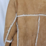 Vintage Sears The Leather Shop Shearling Suede Western Peacoat Mens 44 Tall USA