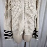 Eddie Bauer Striped Fisherman Ribbed Snap Cardigan Knit Sweater Jacket Women XLT