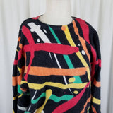 Vintage 80s 90s Kenar Wool Angora Graphic Abstract Loud Knit Sweater Womens M HK