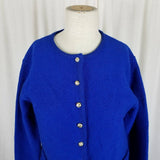 Karen Scott Cobalt Blue Boiled Wool Heavyweight Sweater Cardigan Jacket Women PM