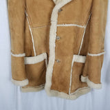 Vintage Sears The Leather Shop Shearling Suede Western Peacoat Mens 44 Tall USA