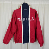 Nautica Reversible Spellout Windbreaker Jacket Mens M Racing Stripes Colorblock