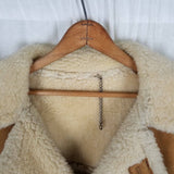 Vintage Sears The Leather Shop Shearling Suede Western Peacoat Mens 44 Tall USA