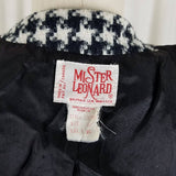 Mister Leonard Large Houndstooth Print Tweed Cropped Jacket Womens 12 Woven Wool