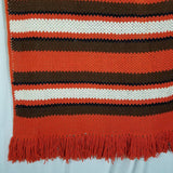 Vintage Crochet 70s Stripes Afghan Grandma Blanket Handmade 60x77 Twin Throw