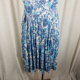 Vintage Wilshire of Boston Blue Floral Twirl Day Dress Womens XS S 40s 50s MCM