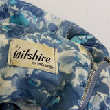 Vintage Wilshire of Boston Blue Floral Twirl Day Dress Womens XS S 40s 50s MCM