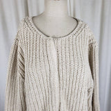 Eddie Bauer Striped Fisherman Ribbed Snap Cardigan Knit Sweater Jacket Women XLT